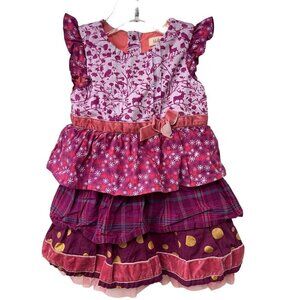 Matilda Jane Dress 12-18 Months Purple Pink Gold Sleeveless Ruffles Baby Girl